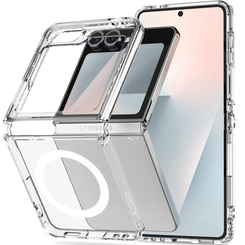 Etui Tech-Protect Flexair Hybrid do MagSafe do Galaxy Z Flip7 FE / Z Flip6, przezroczyste